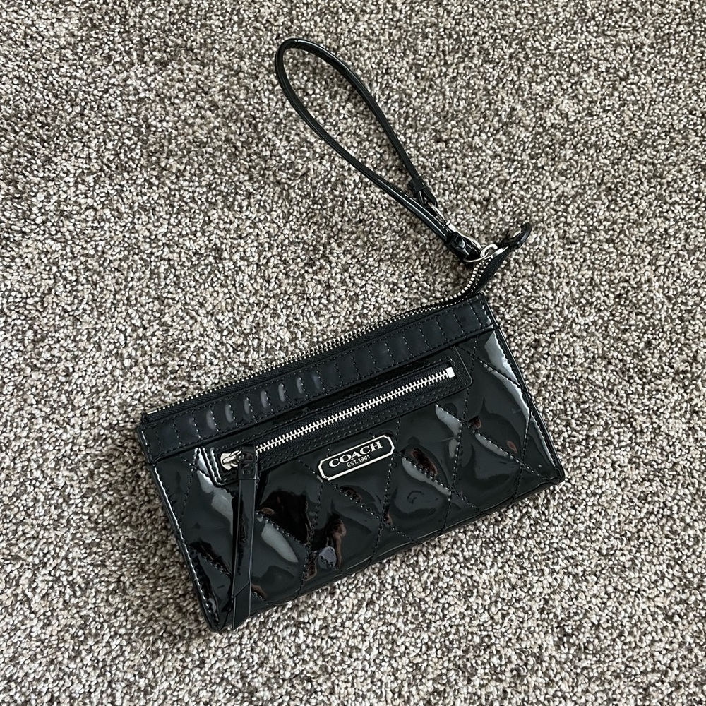 Coach Patent Leather Quilted Clutch